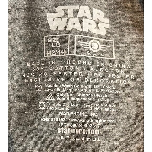 Star Wars Mens Size Large Gray/Blue Short Sleeve T-shirt Boba Fett Darth Vader - Picture 7 of 7